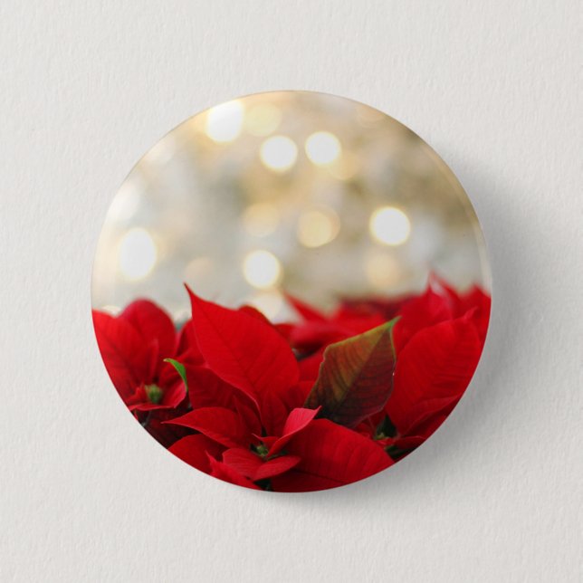 Christmas Poinsettia 2 Inch Round Button (Front)