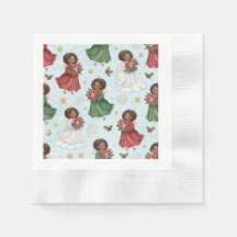 Christmas Poinsettia African American Angels