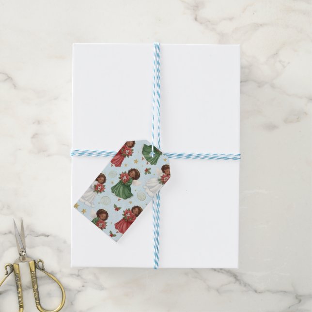 Christmas Poinsettia Angels  Gift Tags (With Twine)