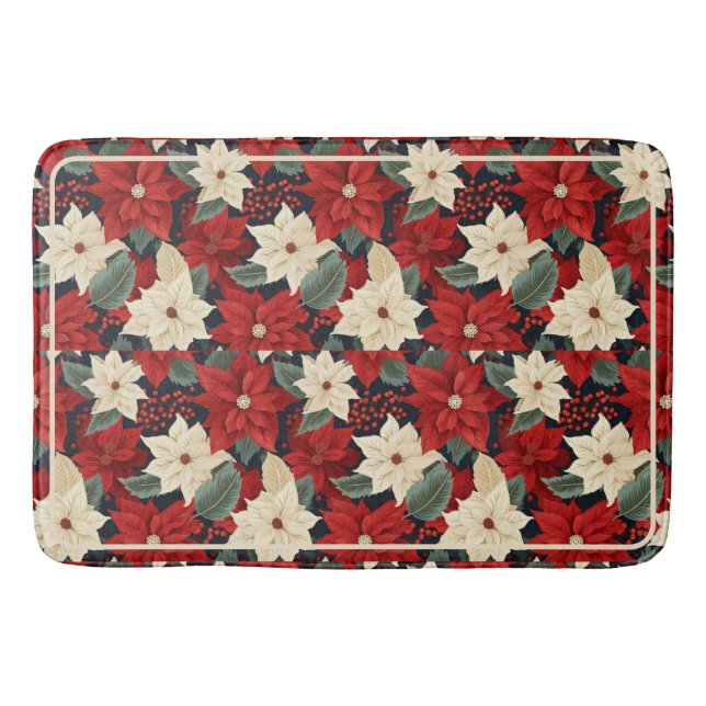 Christmas Poinsettia Bath Mat (Front)