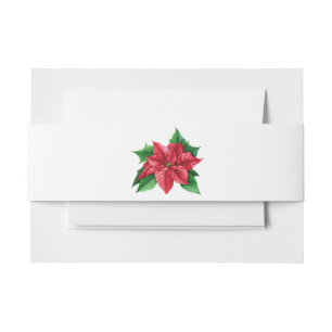 Christmas  Poinsettia Belly Band Invitation Belly Band
