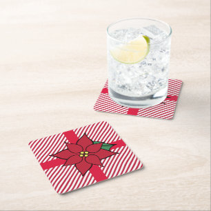 Christmas Poinsettia Beverage Coasters