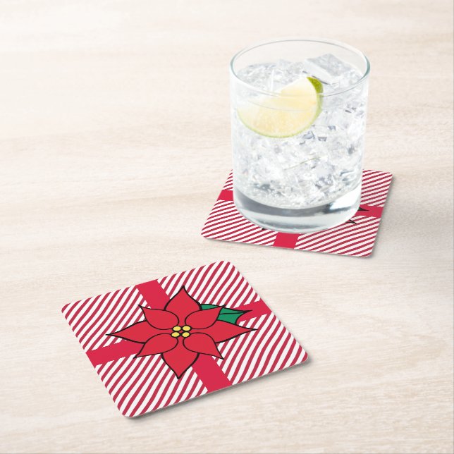 Christmas Poinsettia Beverage Coasters (Insitu)