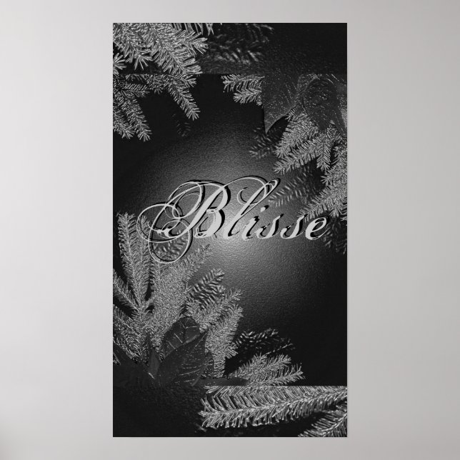 Christmas Poinsettia Black And Grey Blisse I Poster (Front)