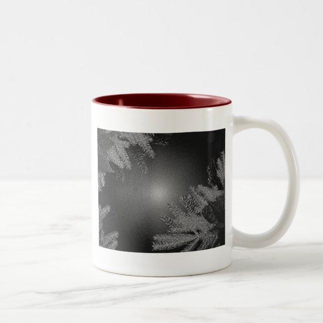 Christmas Poinsettia Black And Grey II Two-Tone Coffee Mug (Right)