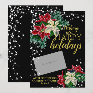 Christmas Poinsettia Black Gift Card Holder