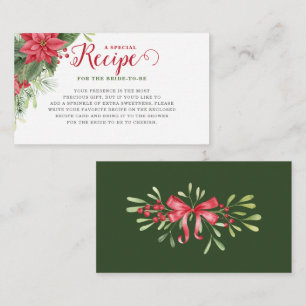 Christmas Poinsettia Bridal Shower Recipe Request Enclosure Card