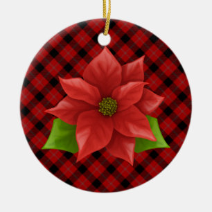 Christmas Poinsettia Ceramic Ornament