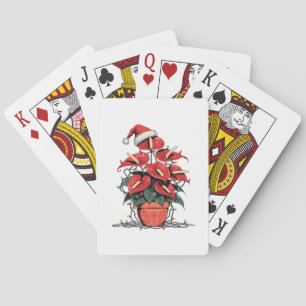 Christmas Poinsettia Euphorbia Terracotta Plant Playing Cards