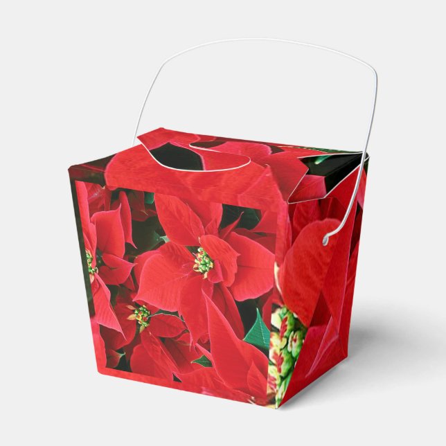 Christmas Poinsettia Favour Box Chinese Food Style (Front Side)