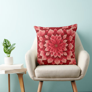 Christmas Poinsettia Festive Throw Pillow