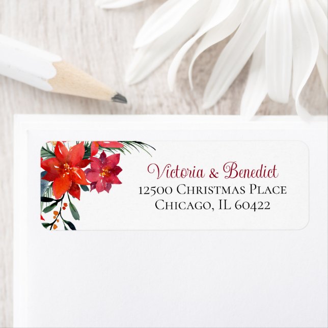 Christmas Poinsettia Floral Holiday Adresse de ret (En situation)
