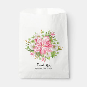 Christmas Poinsettia Floral Holiday Favour Bag