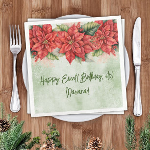 Christmas Poinsettia Floral Party Napkins