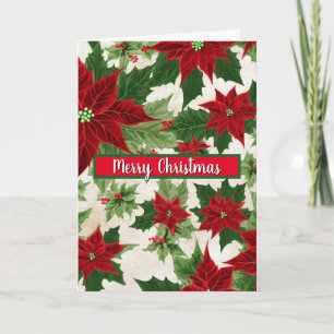 Christmas Poinsettia Flower Pattern Card