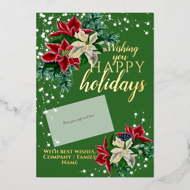 Christmas Poinsettia Foil Gift Card Holder (Front)