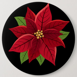 Christmas Poinsettia Gift 6 Inch Round Button