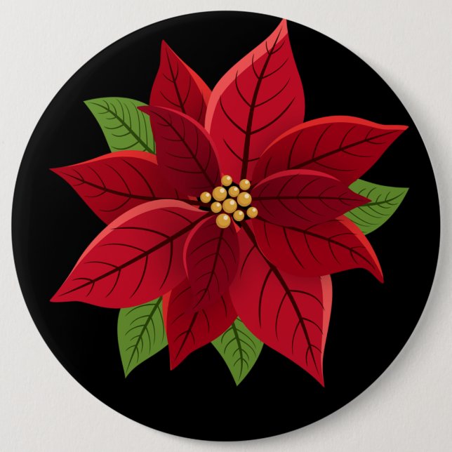 Christmas Poinsettia Gift 6 Inch Round Button (Front)