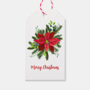 Christmas, Poinsettia    Gift Tags