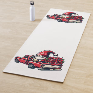Christmas Poinsettia Gnome On Red Pickup Truck Yoga Mat