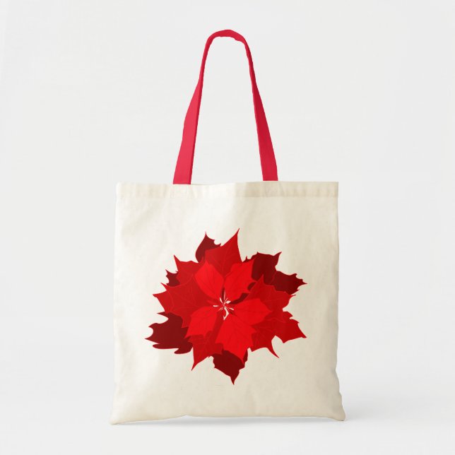 Christmas poinsettia graphic seasonal shopping bag (Front)