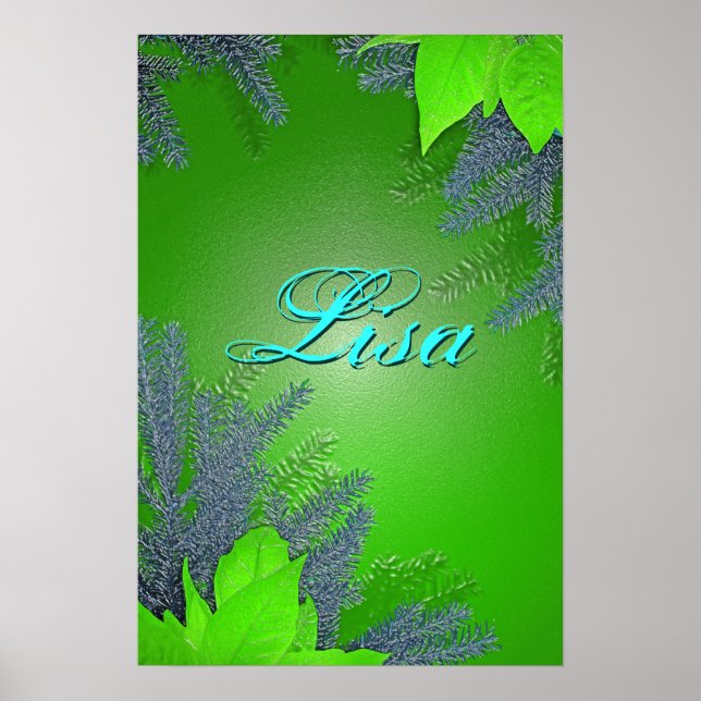 Christmas Poinsettia Green Lisa III Poster (Front)