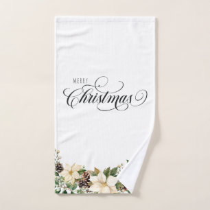 Christmas Poinsettia  Hand Towel