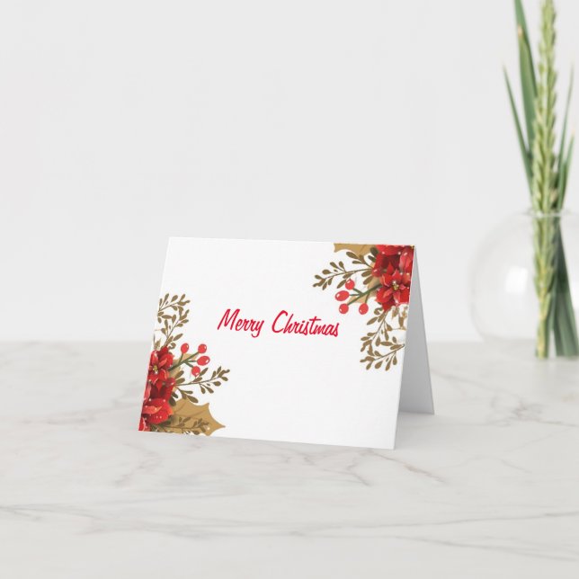 Christmas Poinsettia   Holiday Card (Front)