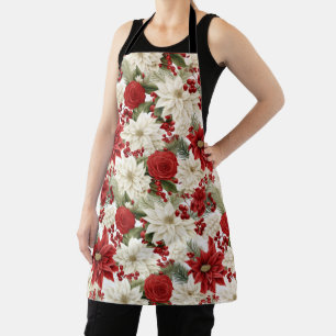 Christmas Poinsettia – Holiday Floral Design Apron