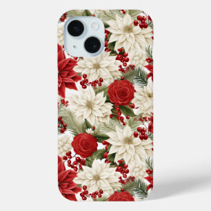 Christmas Poinsettia – Holiday Floral Design iPhone 15 Case