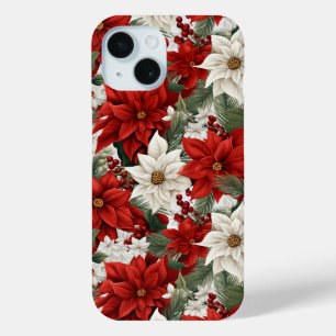 Christmas Poinsettia – Holiday Floral Design iPhone 15 Case