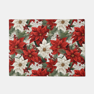 Christmas Poinsettia – Holiday Floral Design Doormat
