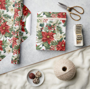 Christmas Poinsettia – Holiday Floral Design Wrapping Paper