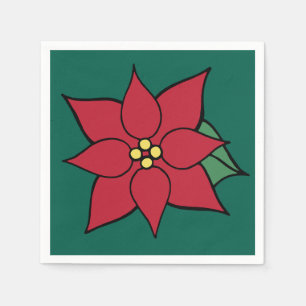Christmas Poinsettia Holiday Party Napkins