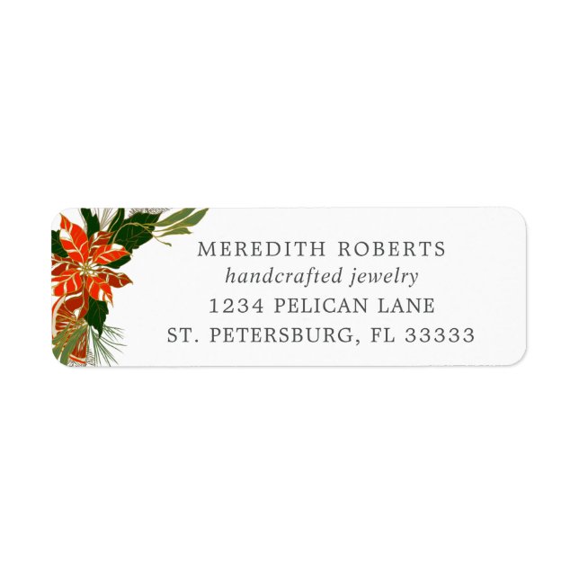 Christmas Poinsettia Jewelry Design Adresse de ret (Devant)