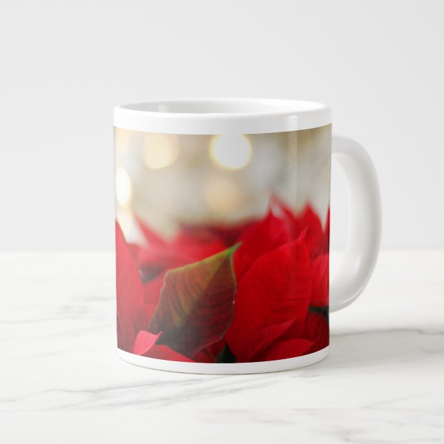 Christmas Poinsettia Large Coffee Mug (Front Right)