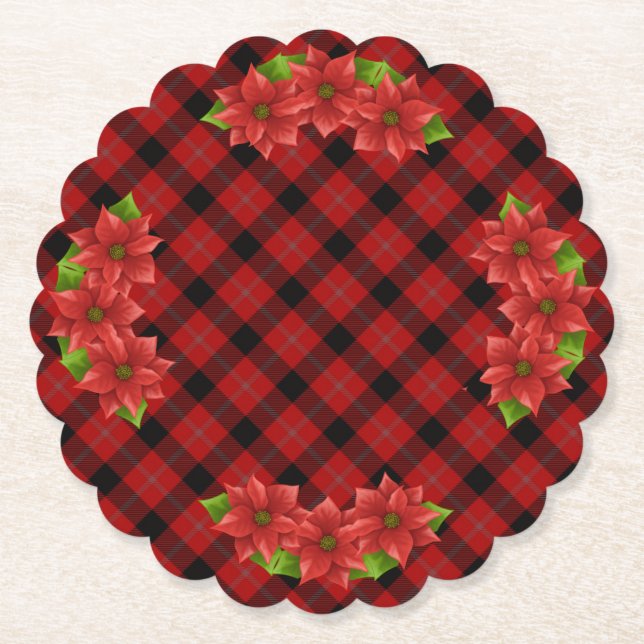 Christmas Poinsettia Paper Coaster (Front)