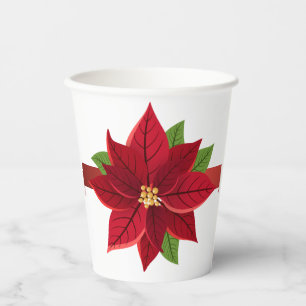 Christmas Poinsettia Paper Cups