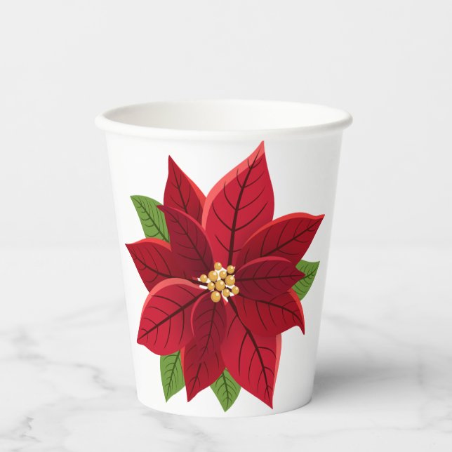 Christmas Poinsettia  Paper Cups (Front)
