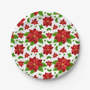 Christmas Poinsettia Paper Plate