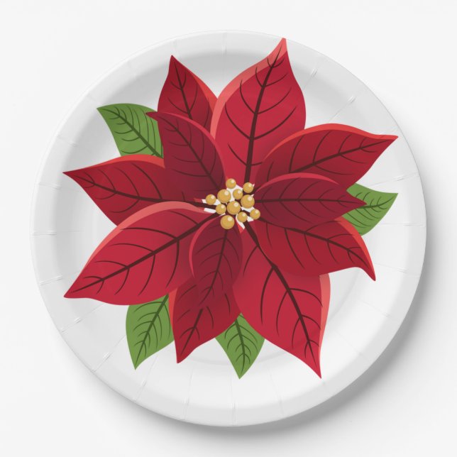 Christmas Poinsettia    Paper Plate (Front)