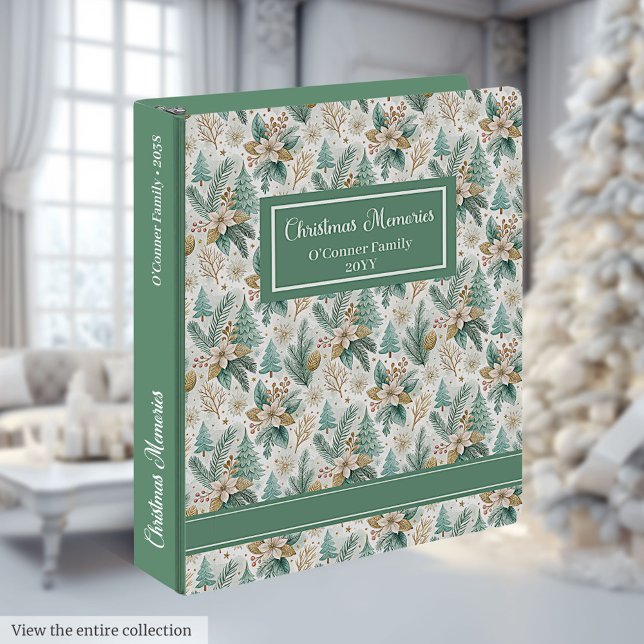 Christmas Poinsettia Pattern and Trees Ring Binder (Christmas Poinsettia Pattern and Trees Ring Binder)