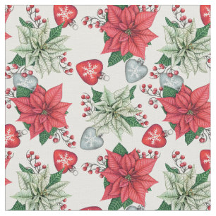 Christmas Poinsettia Pattern Fabric