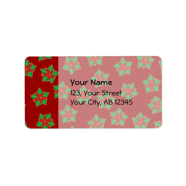 Christmas Poinsettia Pattern Label (Front)