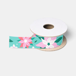 Christmas poinsettia pattern satin ribbon