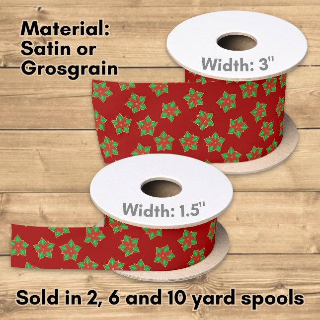 Christmas Poinsettia Pattern Satin Ribbon (Creator Uploaded)
