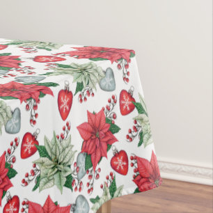 Christmas Poinsettia Pattern Tablecloth