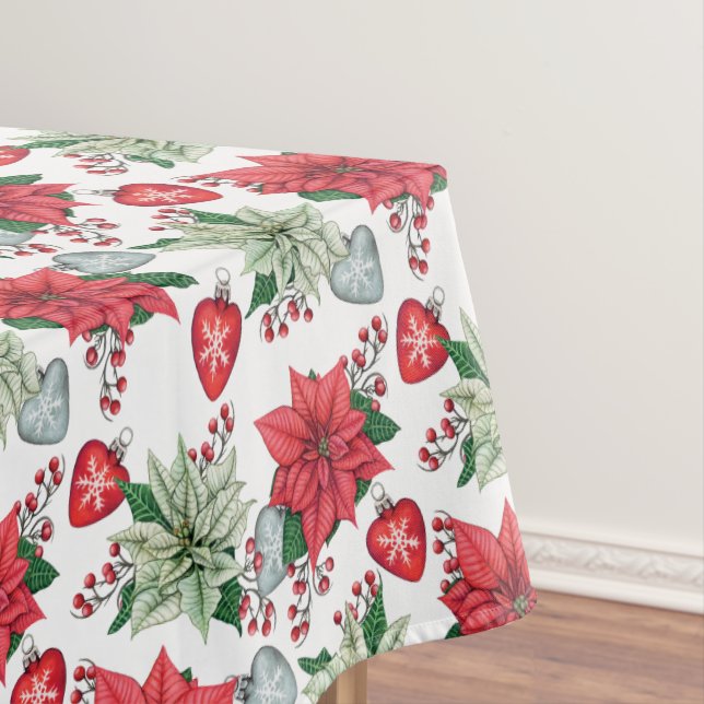 Christmas Poinsettia Pattern Tablecloth (In Situ)