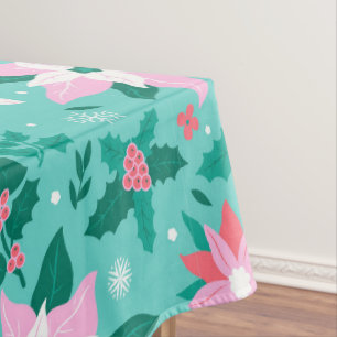 Christmas poinsettia pattern tablecloth