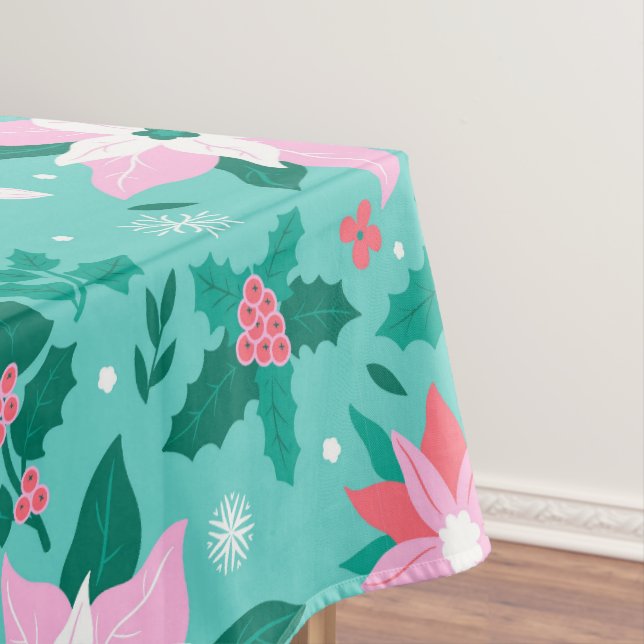 Christmas poinsettia pattern tablecloth (In Situ)